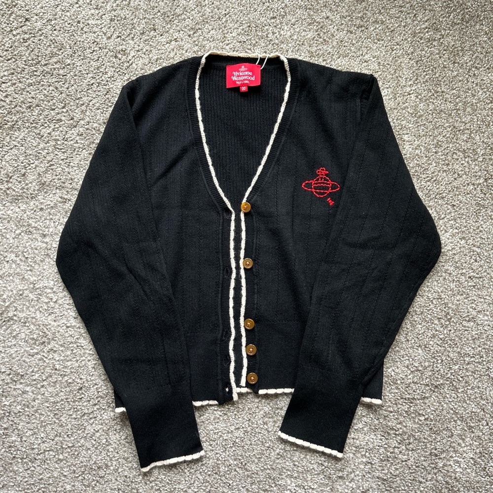 Black Vivienne Westwood Cardigan Size M S Womens Japan White Trim Women Medium